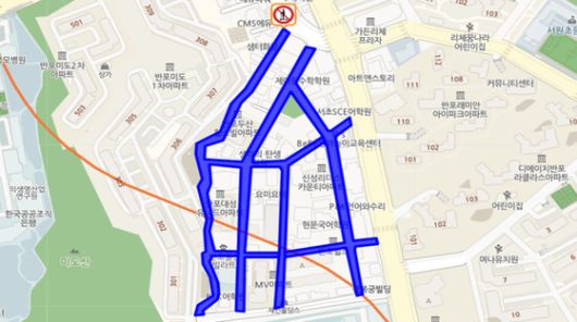 서울 서초구 반포 학원가 개인형 이동장치 통행금지 도로 구간. [사진 서울시]