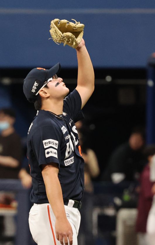 한화 마무리 투수로 자리잡은 김서현. 뉴스1