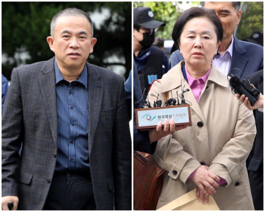 윤석열 전 대통령 부부 공천 개입 의혹의 핵심 인물인 명태균(왼쪽) 씨와 김영선 전 국민의힘 의원이 지난해 11월 14일 오후 공천을 대가로 정치자금을 주고받은 혐의(정치자금법 위반)로 경남 창원시 성산구 창원지방법원에서 열린 구속 전 피의자 심문(영장실질심사)에 각각 출석하고 있다. 뉴스1