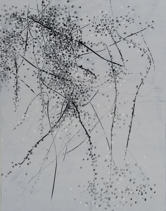 차명희, 바람에 실려온 편지, 2025 캔버스에 목탄, 아크릴, 17 x 91 cm. [사진 S2A]