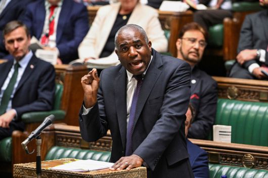 2025년 5월 20일 런던 하원에서 데이비드 래미 영국 외무장관이 이스라엘과 가자 전쟁에 대한 성명을 발표하는 모습. AFP=연합뉴스