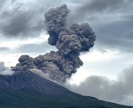 일본의 대표적 활화산 사쿠라지마가 분화하는 모습. 사진 엑스 캡처