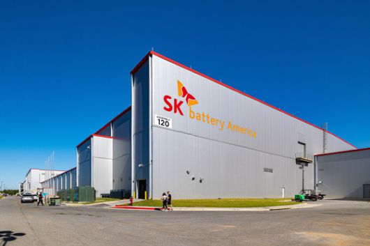 미국 조지아주 잭슨 카운티 커머스시에 위치한 SK온 배터리 제조 공장 'SKBA'(SK Battery America) 전경. 사진 SK온