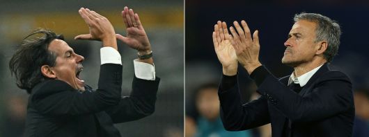 유럽 챔피언스리그 결승에서 맞붙을 엔리케(오른쪽) PSG 감독과 인자기 인터밀란 감독. [AFP=연합뉴스]