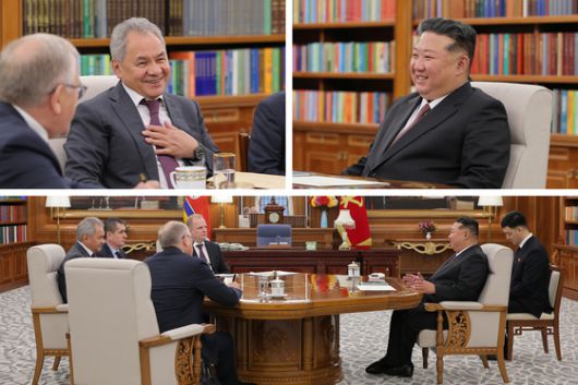 북한 김정은 노동당 총비서가 4일 방북한 세르게이 쇼이구 러시아 국가안보회의 서기를 접견했다고 당 기관지 노동신문이 5일 보도했다. 뉴스1