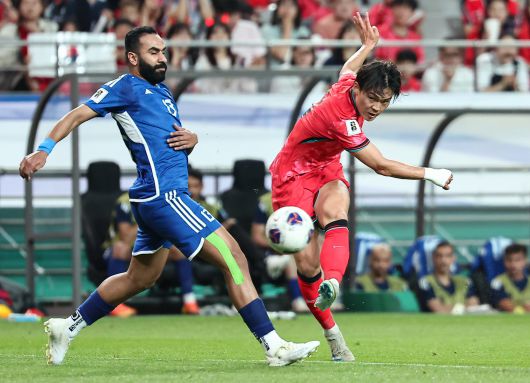 축구대표팀 공격수 오현규(오른쪽). [뉴스1]