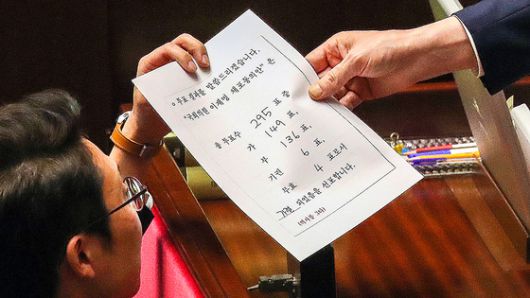 2023년 9월 21일 오후 서울 여의도 국회에서 열린 제410회 국회(정기회) 제8차 본회의에서 이재명 당시 더불어민주당 대표에 대한 체포동의안이 총 투표수 295표, 가 149표, 부 136표, 기권 6표, 무효 4표로 가결됐다. 뉴스1