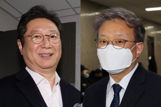 더불어민주당 황희 의원(왼쪽)과 권칠승 의원은 문재인 정부에서 각각 문화체육관광부 장관과 중소벤처기업부 장관을 지냈다. 연합뉴스