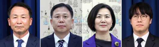 이재명 대통령은 15일 국가안보실과 AI수석 인사를 임명했다.     왼쪽부터 김현종 1차장(전 문재인 정부 청와대 국방개혁비서관), 임웅순 2차장(주캐나다 대사), 오현주 3차장(주교황청대한민국대사관 특명전권대사), 하정우 AI미래기획수석(네이버클라우드 AI 혁신센터장). 연합뉴스