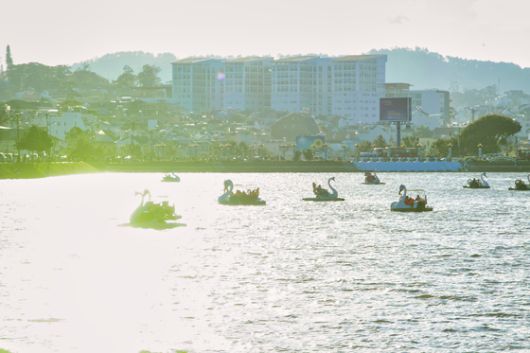 쑤언 흐엉 호수. 해 질 무렵이면 백조 모양의 페달 보트를 타기 위해 수많은 관광객이 호수에 모여든다.