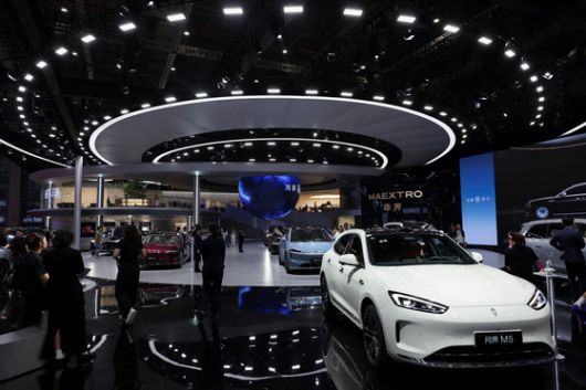 지난 4월 중국 상하이 모터쇼에 등장한 화웨이의 ‘지능형 모빌리티 동맹(HIMA)’ 부스. [로이터=연합뉴스]