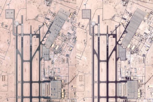 현지시간 23일 카타르 상공에서 요격된 이란 미사일의 잔해. 이란은 이날 미사일 공습 전 공습 작전을 미리 미국과 카타르에 알렸다. AFP=연합뉴스