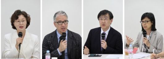 왼쪽부터 박정혜 한국학중앙연구원 교수, 유키오 리핏 미국 하버드대 교수, 이타쿠라 마사아키 일본 도쿄대 동양문화연구소 교수, 위페이친 대만국립고궁박물관 부원장. 사진 국립고궁박물관