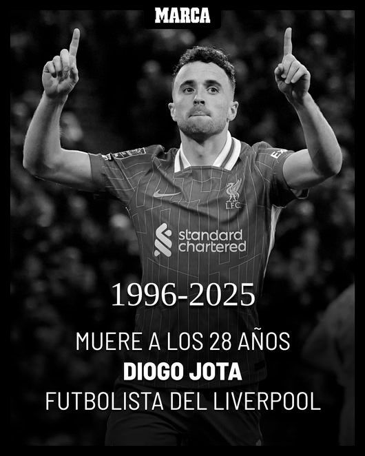 스페인 스포츠전문매체 마르카가 게시한 디오구 조타의 추모 사진. 사진 마르카 홈페이지 캡처