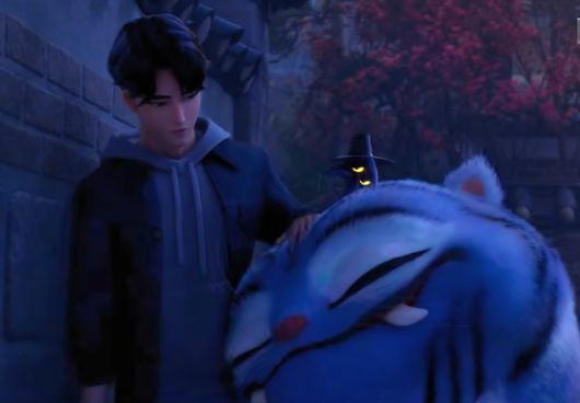 '케이팝 데몬 헌터스'에서 진우와 호랑이 더피 [사진 넷플릭스]