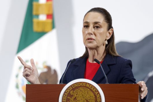 클라우디아 셰인바움 멕시코 대통령이 2025년 7월 7일 멕시코시티에서 기자회견하고 있다. EPA=연합뉴스
