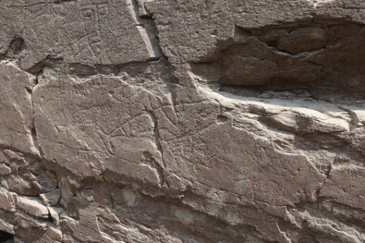 반구대 암각화 전면부 우측 하단 모습. 송봉근 기자