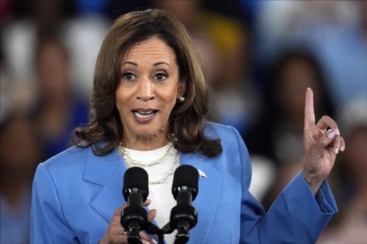 지난해 8월 16일 미국 노스캐롤라이나 랄리의 웨이크테크 커뮤니티칼리지에서 대선 유세를 하는 당시 카멀라 해리스 민주당 대선 후보. AP=연합뉴스