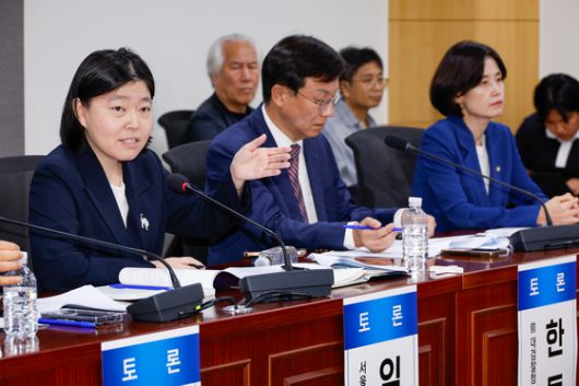 임은정 서울동부지방검찰청 검사장이 29일 서울 여의도 국회의원회관에서 열린 검찰개혁 긴급 공청회 '검찰개혁의 쟁점은 무엇인가? - 국민이 바라는 검찰개혁의 속도와 방향'에서 토론하고 있다. 왼쪽부터 임 검사장, 한동수 전 대검찰청 감찰부장, 박은정 조국혁신당 의원. 뉴스1