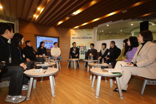 오세훈 서울시장이 올해 열린 '서울시 소상공인 힘보탬 현장 간담회'에서 인사말을 하고 있다. 연합뉴스