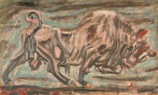 2018년 경매에서 47억원에 낙찰된 이중섭의 '소'. 사진 서울옥션