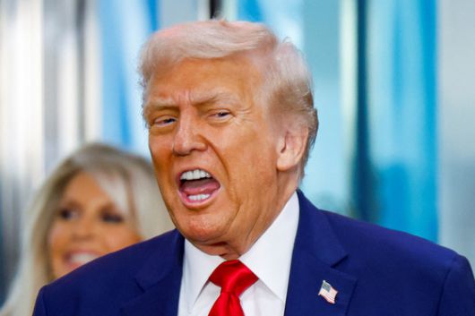 도널드 트럼프 미국 대통령이 지난 23일(현지시간) 미국 뉴욕에서 열린 제80차 유엔 총회에서 기자들에게 자시이 취임한 이후 달성한 성과에 대해 설명하고 있다. 로이터=연합뉴스