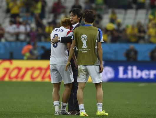 2014년 브라질 월드컵에서 첫 실패를 맛 본 홍명보 감독. [사진 KFA]