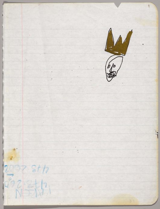 장 미셸 바스키아가 남긴 8권의 노트북에는 온갖 메모와 시구, 드로잉이 담겼다. 왕관, 인디언 천막, 흑인의 해골 같은 얼굴 등 훗날 바스키아의 작품 속에 등장하는 상징들도 보인다. [사진 래리 워시]