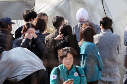 7일 오후 울산 남구 동서발전 울산화력발전소 보일러 타워 붕괴현장에서 소방대원이 구조견과 함께 매몰자 수색 및 구조작업을 벌이고 있다. 사진 뉴스1