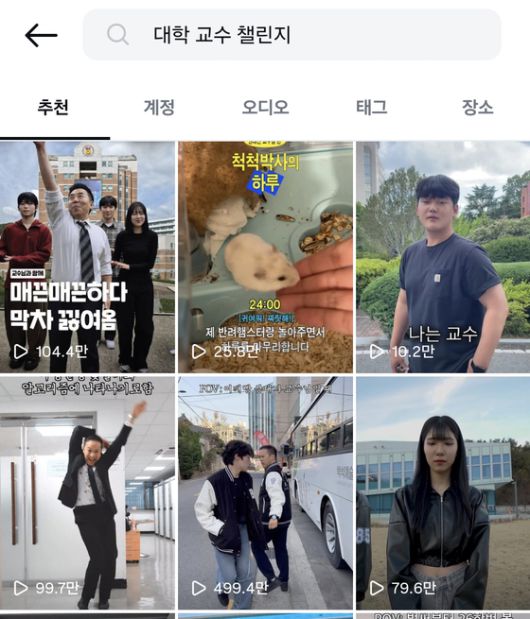 인스타그램에서 인기를 끌고 있는 대학 교수들의 릴스 동영상들. 사진 인스타그램 캡쳐