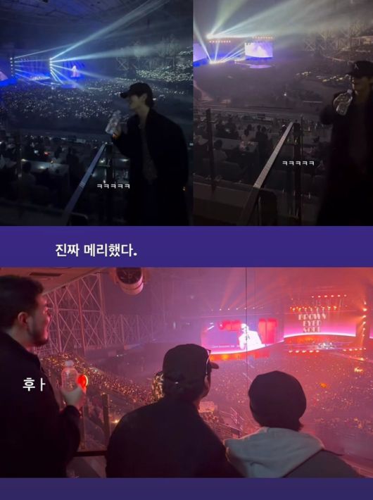 브라운아이드소울 콘서트를 즐기는 뷔. 사진ㅣ뷔SNS