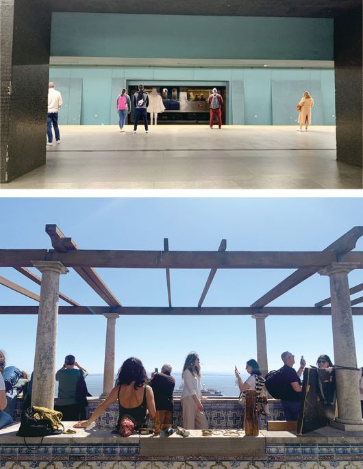 (위) 리스본 지하철 플랫폼 전경 (아래) 포르타스 두 솔 전망대