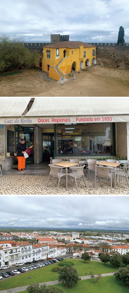 (위에서 부터) 베자 성 안에 자리한 박물관, 130년 넘게 베자를 지켜온 ‘루이스 다 로샤’ 카페, 베자 도심 전경