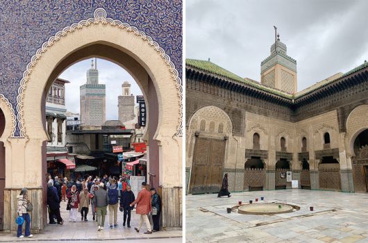 (좌) 페즈 메디나로 통하는 블루 게이트 (우) 14세기에 건설된 이슬람 신학교 ‘부 이나니아 마드라사’