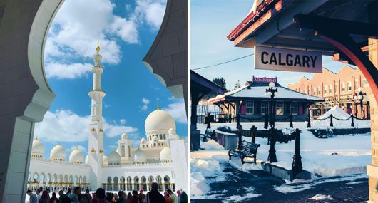 (좌)2026년 가성비 여행지 2위  아랍에미리트 아부다비 (우)2026년 가성비 여행지 9위 캐나다 캘거리