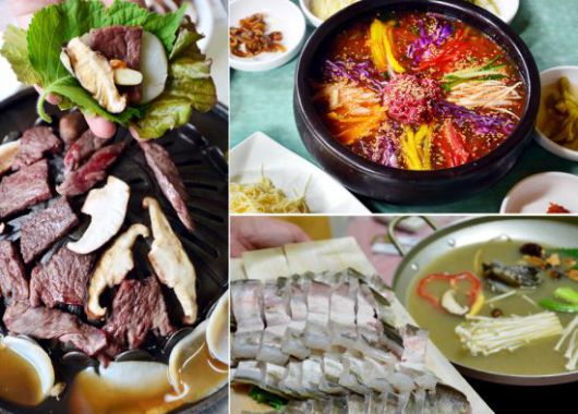 장흥대표 먹거리인 장흥삼합과 한우된장물회, 갯장어 샤브샤브