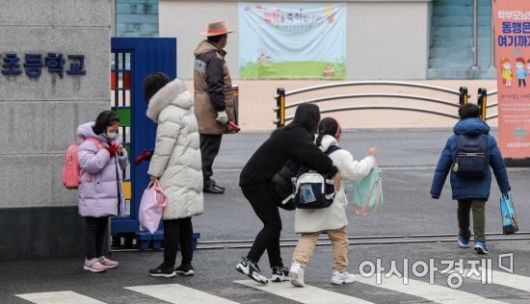 전국 유치원생, 초등학교 1-2학년, 고3 학생이 등교를 시작한 2일 서울 용산구 금양초등학교에서 학생들이 등교하고 있다./강진형 기자aymsdream@