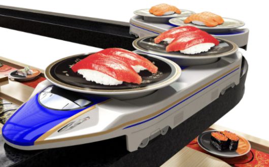 고객이 주문한 초밥만 담아 자리까지 배달하는 '특급 레인' 초밥.(사진출처=이시노그룹 홈페이지)