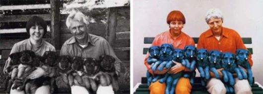 로저스v쿤 : 로저스의 1985년도 작품(왼쪽)과 쿤스의 1988년도 작품.