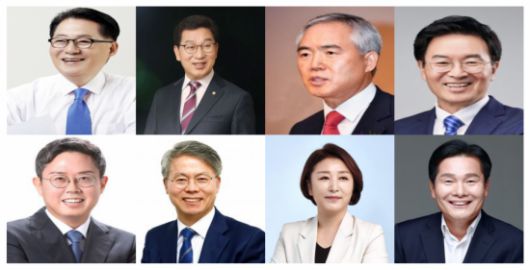 상단 왼쪽부터 박지원, 신정훈, 양부남, 정진욱, 안도걸, 민형배, 전진숙, 주철현 의원.