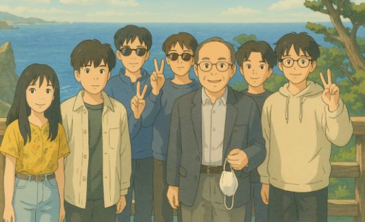 챗GPT를 이용해 지브리 스튜디오 화풍의 그림을 그리는 데도 HBM이 역할을 한다. 김 교수와 제자들의 모습을 챗GPT가 지브리 스튜디오 화풍으로 그렸다. 김 교수는 반도체만 고집하지 않는다. 그의 연구실인 '테라랩' 소속 학생연구원들은 딥시크에 대한 분석 작업도 진행했다. 김 교수 연구팀은 AI기술을 이용해 HBM설계를 고도화하기 위한 노력도 기울이고 있다. 사진=태라랩