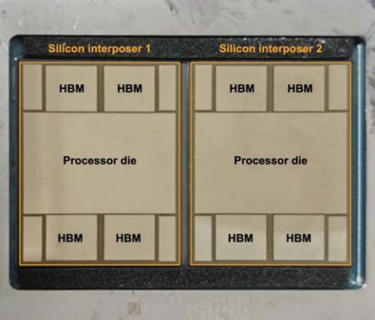 어센드 910C의 칩 구조. 전 세대인 어센드 910B 두 개를 칩렛으로 연이어 붙인 형태. 엑스(X) 캡처