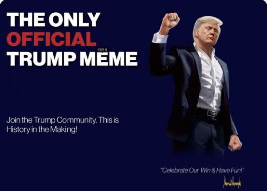 도널드 트럼프 미국 대통령이 지난 1월 출시를 밝혔던 밈(Meme) 가상화폐인 오피셜트럼프 홈페이지 모습. 오피셜트럼프(gettrumpmemes.com)