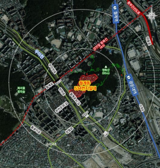 서울 노원구 월계동 534 일대 모아타운 위치도. 서울시
