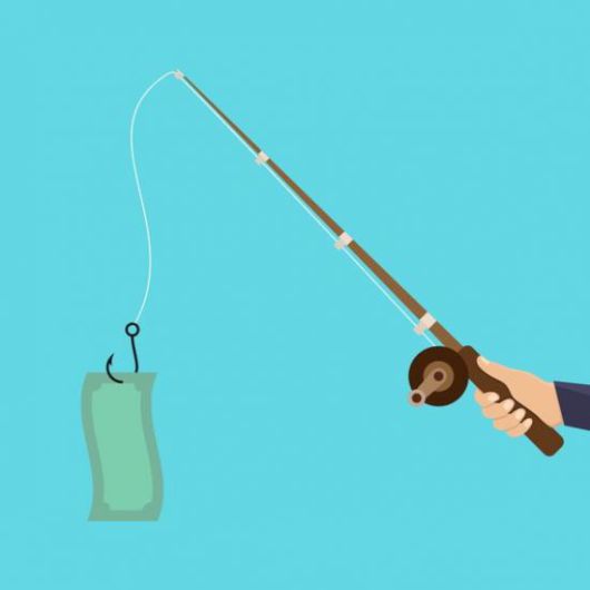 낚시대로 지폐를 낚는 이미지. 게티이미지뱅크