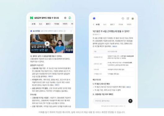 네이버의 통합 인공지능(AI) 에이전트 AI 탭의 사용 예시. 네이버 제공