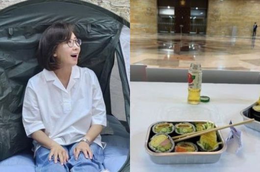 지난달 27일부터 국회에서 김민석 국무총리 후보자 지명 철회와 국회 법제사법위원장직 반환을 촉구하며 농성을 한  나경원 국민의힘 의원. 나 의원 인스타그램