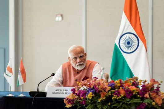 지난 6월15일(현지시간) 나렌드라 모디 인도 총리가 키프로스에서 열린 비즈니스 포럼에 참석한 모습. 로이터연합뉴스