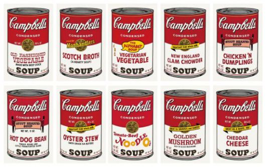 앤디 워홀 'Campbell’s SoupⅡ (F. & S.Ⅱ.54-63)'(1969), 추정가 5억원~10억원. 서울옥션