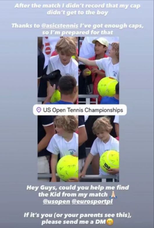 누리꾼들에게 모자를 빼앗긴 소년을 찾아달라고 부탁한 마이흐르작의 인스타그램 게시물. 인스타그램 캡처